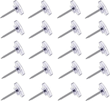 Pushpins, transparent pushpins, flat pushpins with steel points and transparent plastic heads, transparent pushpins for school, office, noticeboards, 150 pieces