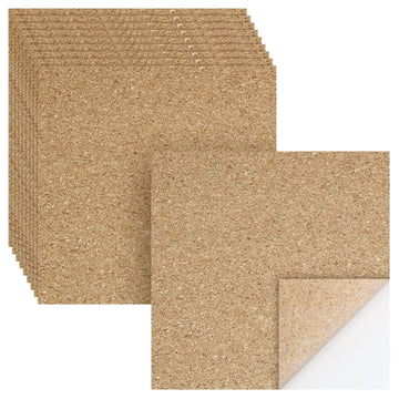 Biaungdo 10 Pcs Self Adhesive Cork Sheets, 4 X 4 Inch Cork Tile Sheet with Adhesive Backing, Square Insulation Sticky Backing Sheets for DIY Coasters, Craft Projects, Wedding Party, Wall Decor