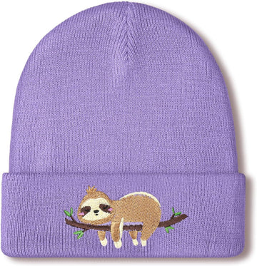 Sloth Beanie Winter Purple Hat or Women Cute Sloth Knitted Cap Winter Crochet Hat Gits or Women Animal Lovers