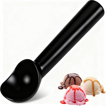 Ice Cream Scoop,Black Aluminum Ice Cream Scooper,7.3 Inches One-Piece Design Nonstick Cookie Spoon,Durable,Easy to Clean