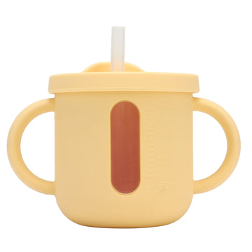 Silicone Sippy Cups Double Handles Lightweight Toddler Training Cup with Tight Leakproof Cover for Home Travelling Yellow