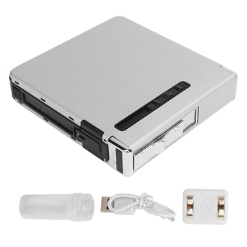 20 Regular Cigarettes Case Box USB Rechargeable Cigarette Case with Lighter for Men Women Ideal Gift for Smoker Silver Matte