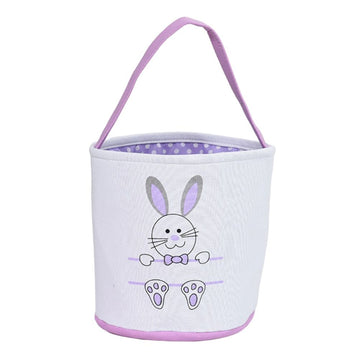 Cute Easter Bunny Canvas Basket Kids Easter Storage Gift and Egg Rabbit Basket for Children Party Decoration