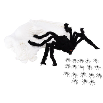 Decorative Spider Spook House Artificial Spider with Fake Cobweb for Party Halloween Festival Decoration