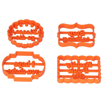 4Pcs Biscuits Molds Cookie Plastic DIY Baking Molds with Phrases for Home Birthdays Holidays