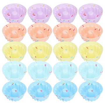 20Pcs Small Cake Cup Baking Mold Reusable Easy Clean Silicone Mini Cupcake HoldersThread Set