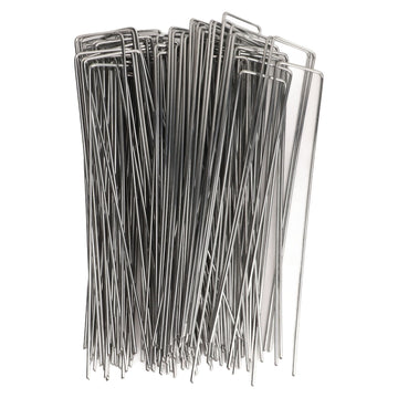 100Pcs U Shaped Garden Stakes Galvanized Steel Landscape Stakes Pins for Weed Barrier Sod Fabric Decorations Roughness 2.5mm/0.10in