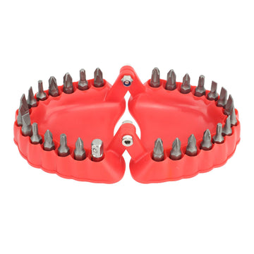 Denture Drill Bit Holder Denture Screwdriver Organizer 3D Sculpture Desk Decor 28 Holes Red With Bits