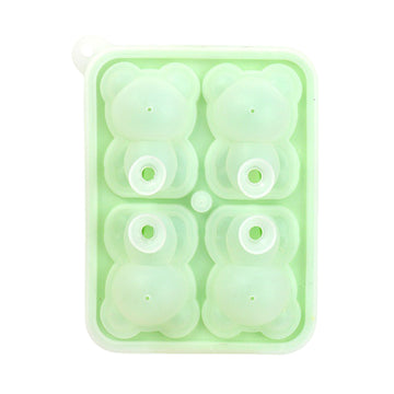 Little Bear Shape Ice Mold 4 Grids Silicone Ice Block Mould for Making Ice Cream Cake Candle Green
