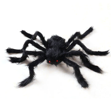 Giant Fake Spider Lifelike Halloween Posable Black Soft Hairy Fake Spiders Scary Decorations for Yard Home 125cm