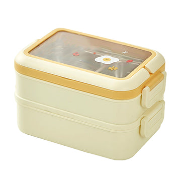 Stainless Steel Insulated Lunch Box Multiple Compartments Fashionable Safe Stainless Steel Bento Box for Students Kids Cream
