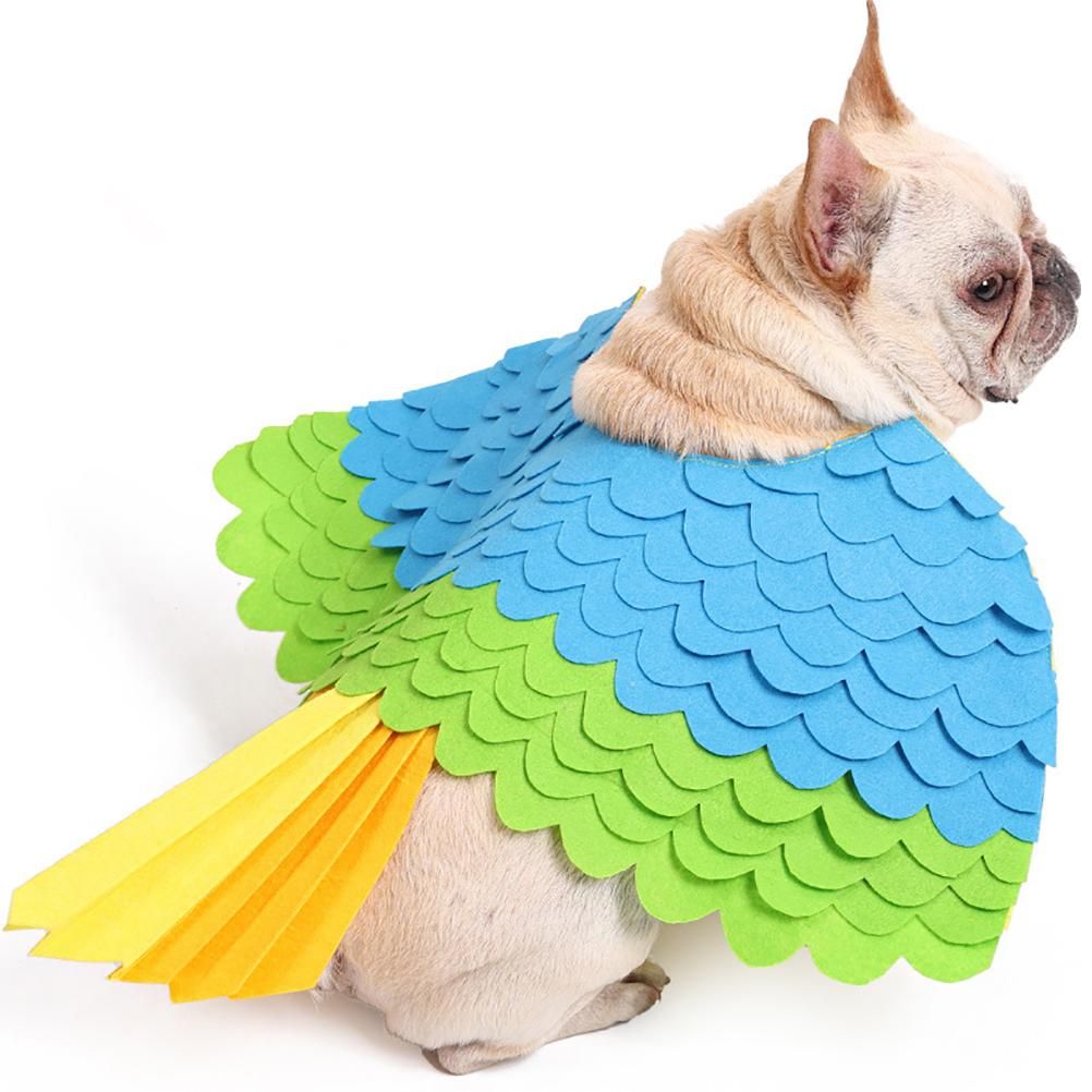 Pet bird costume with felt wings, ideal for dogs, cats, or birds, perfect for Halloween or Christmas pretend play.