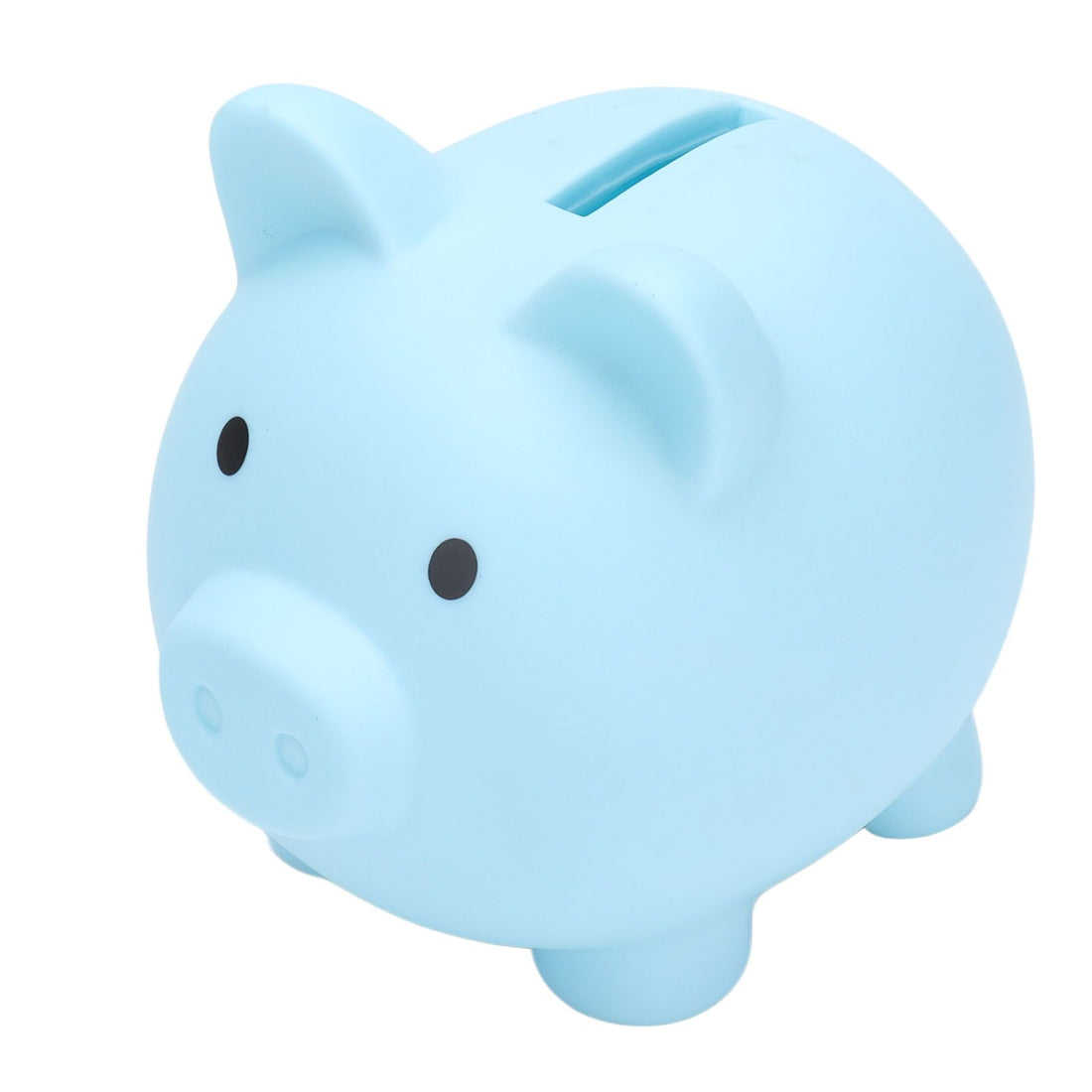 Blue cartoon piggy bank made of durable vinyl featuring a playful pig design, suitable for kids' coin savings and gifts.