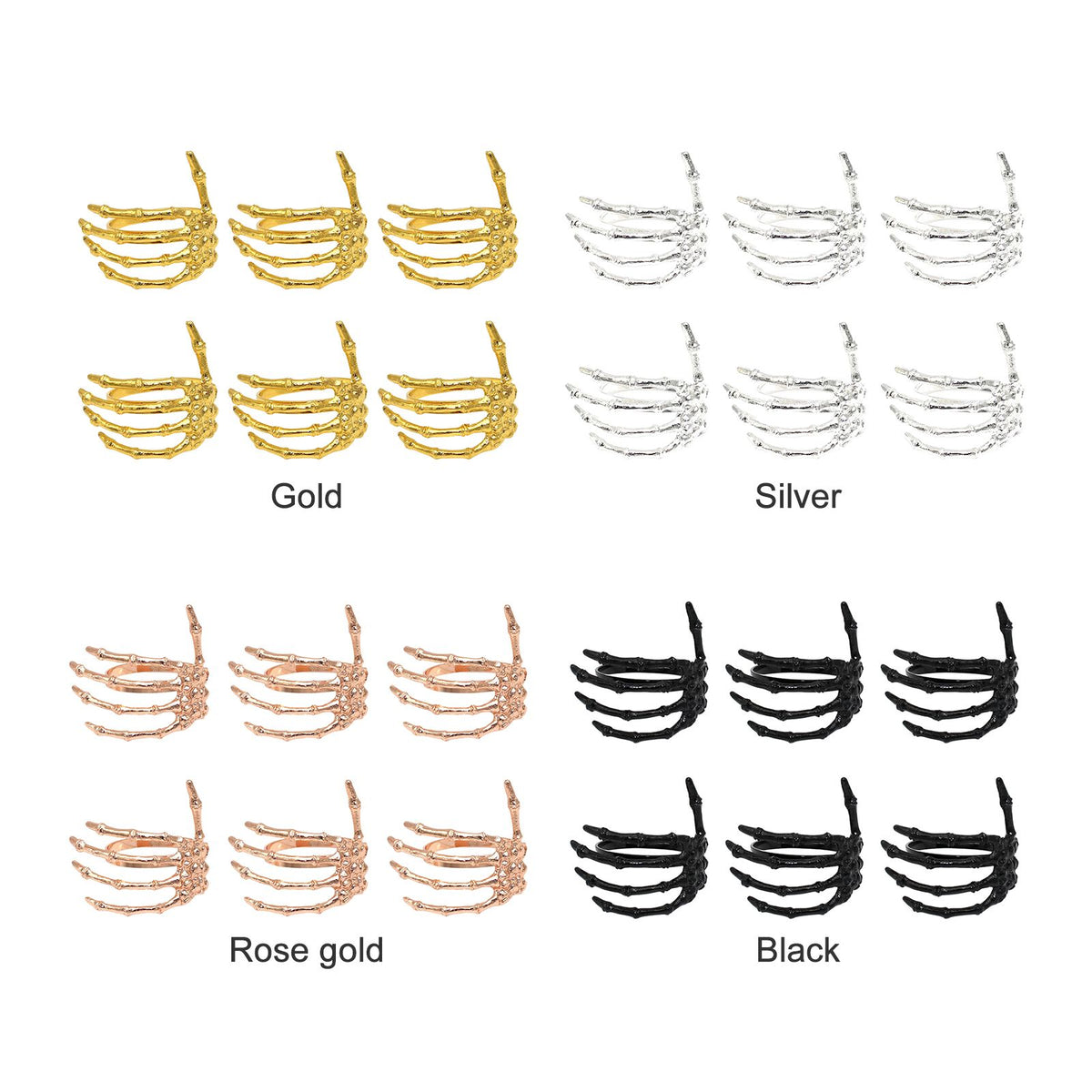 Black ghost-shaped alloy napkin ring for Halloween, featuring a hand design, ideal for festive wine tableware.