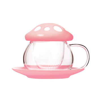 Cute Mushroom Shaped Teacup Ceramic Glass Filter Tea Cup Set