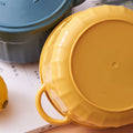 Large yellow baby and kids noodles bowl with lid, lightweight and durable, ideal for home or dorm use by Everything Baby.