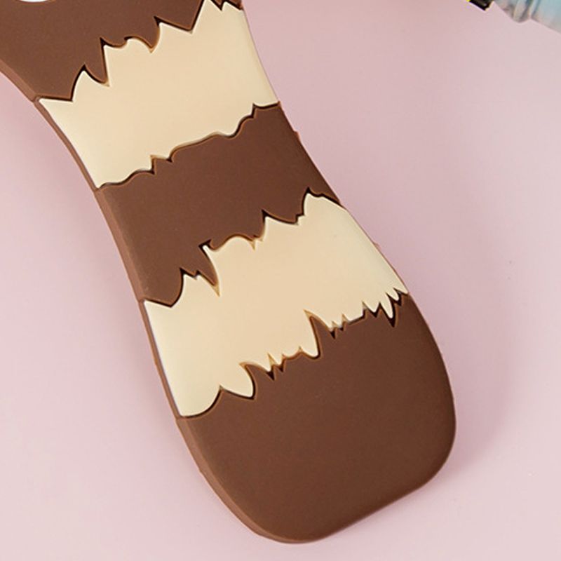 Colorful cat paw bottle opener with magnet, vibrant silicone design, featuring horizontal stripes in brown, ideal for home use.