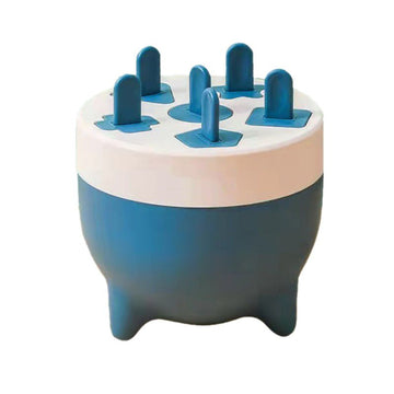Blue 6-cavity Popsicles Mold with detachable design, made of durable, safe plastic for kids' pretend play and healthy frozen treats.