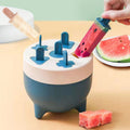 Blue 6-cavity popsicle mold with detachable design, made of safe, durable PP material for kids' pretend play and icy treats.