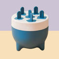 Blue baby popsicle mold with 6 detachable cavities, made of durable safe PP plastic, ideal for making healthy mini popsicles.