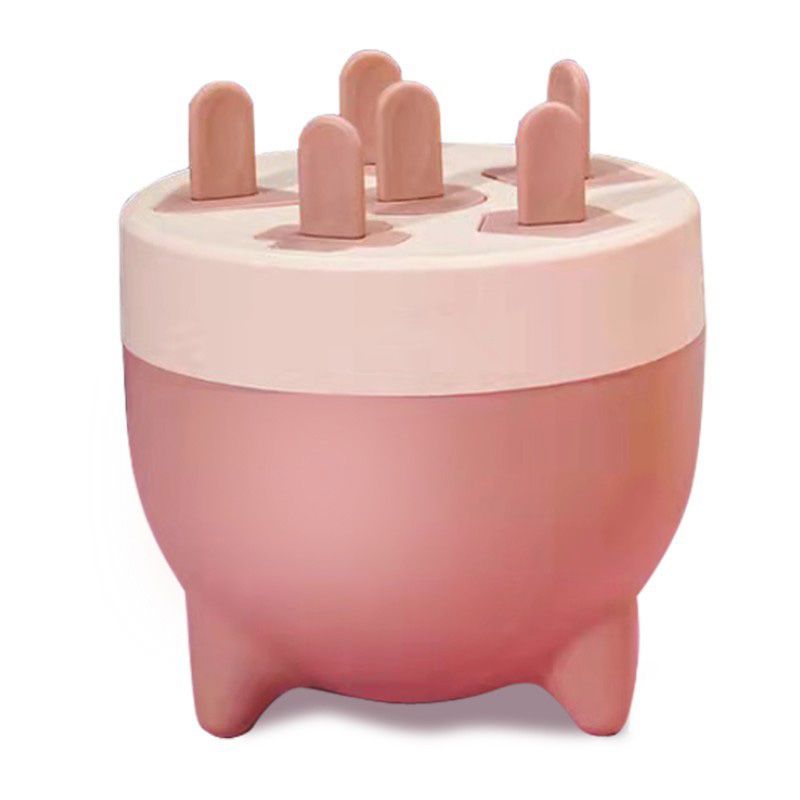 Pink mini popsicle mold with 6 detachable cavities, made of durable, safe PP material for kids' pretend play.