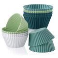 Set of 12 Morandi color silicone muffin cups for egg tarts and steamed eggs, ideal for baby and kids nursing and feeding.