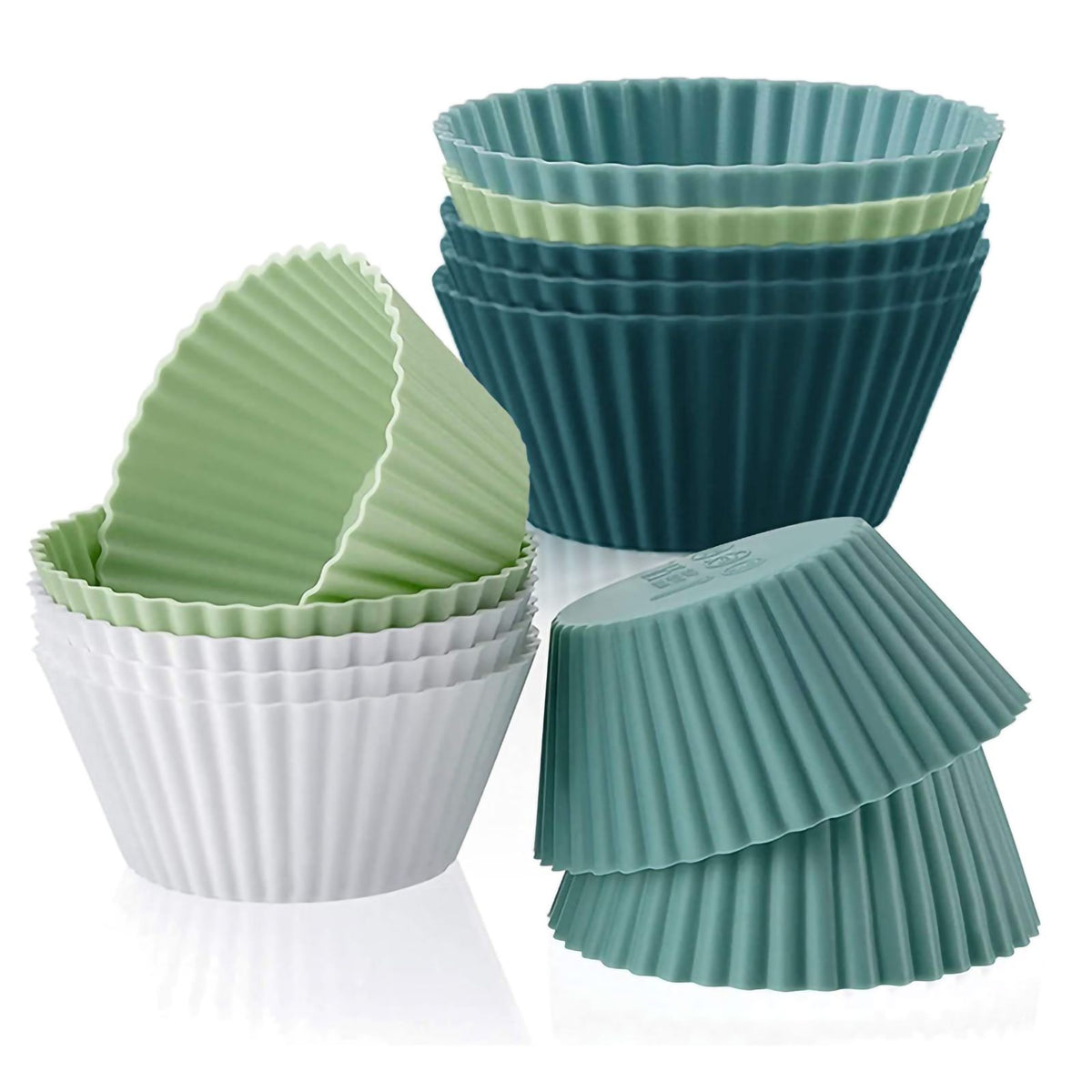 Set of 12 Morandi color silicone muffin cups for egg tarts and steamed eggs, ideal for baby and kids nursing and feeding.