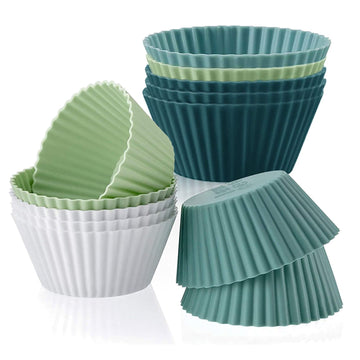Set of 12 Morandi color silicone muffin cups for egg tarts and steamed eggs, ideal for baby and kids nursing and feeding.