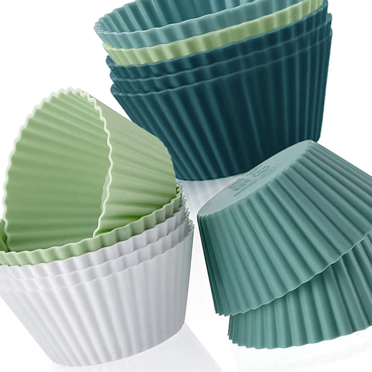 Set of 12 Morandi color round silicone muffin cups for eggs and baking, suitable for baby and kids nursing and feeding.