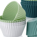 Set of 12 Morandi-colored silicone muffin cups for baby and kids egg tarts, steamed egg, and food molding by Everything Baby.