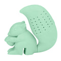 Green food grade silicone squirrel-shaped tea infuser filter, cute squirrel design for brewing tea, ideal for tea lovers.