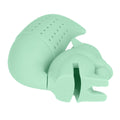 Green silicone squirrel-shaped tea infuser filter, food grade and cute, designed for brewing tea with a charming squirrel shape.