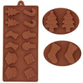 Silicone Christmas mold for baking and chocolate, non-stick, featuring festive holiday shapes, designed for kids' pretend play.