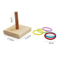 Small stacking ring bird toy set for parrots, featuring colorful rings for playful bird enrichment and entertainment.