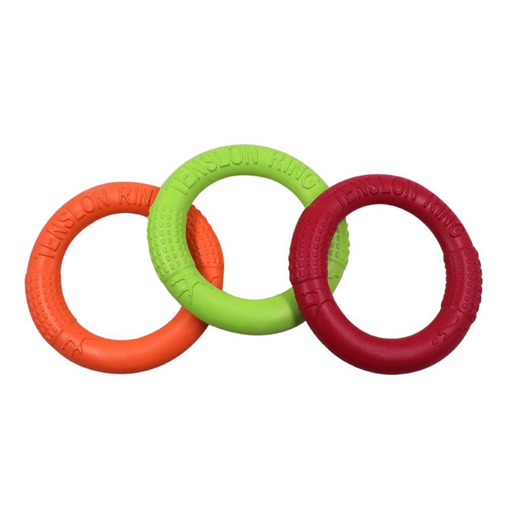 Colorful EVA training rings and flying disc toy for dogs, designed for outdoor play and interactive exercise.