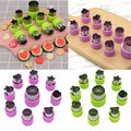 Set of 9 cartoon fruit and vegetable cutter molds for baking, cake decorating, and pastry shaping by Everything Baby.