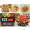 Set of 9 cartoon fruit and vegetable cutter molds for baking, cake decorating, and pastry shaping, ideal for kids’ treats and fondant.
