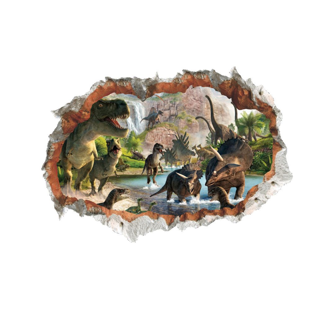 Removable 3D Dinosaur Wall Stickers by Everything Baby, colorful dinosaur decals for kids' room decor and wall art.