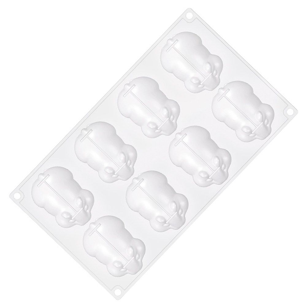 Silicone mouse mold with 8 cavities for baking cake, jelly, or chocolate, featuring cute baby mouse shapes for pretend play.