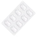 Silicone mouse-shaped mold with 8 cavities for baking cakes, jelly, and chocolates, ideal for kids' pretend play baking activities.