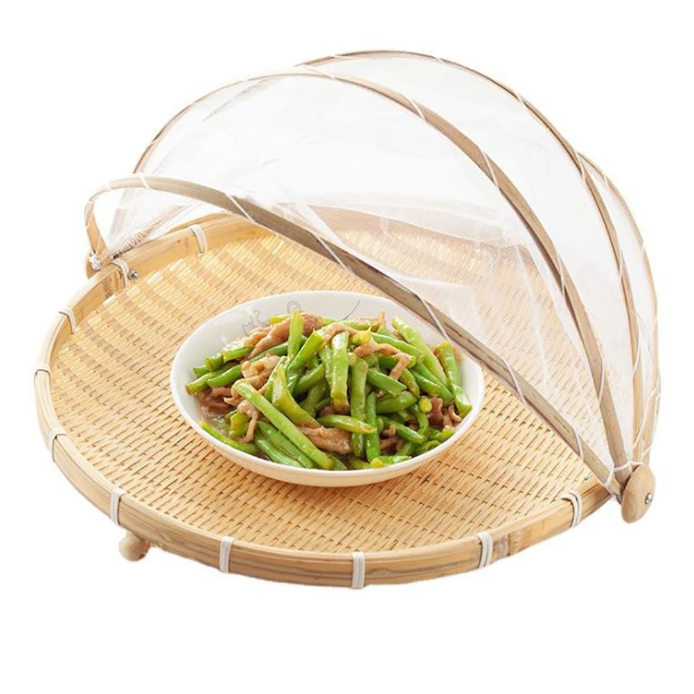 Natural bamboo food serving tent for kids, handcrafted mesh tray for pretend play, meal table cover, baby and kid's toy by Everything Baby