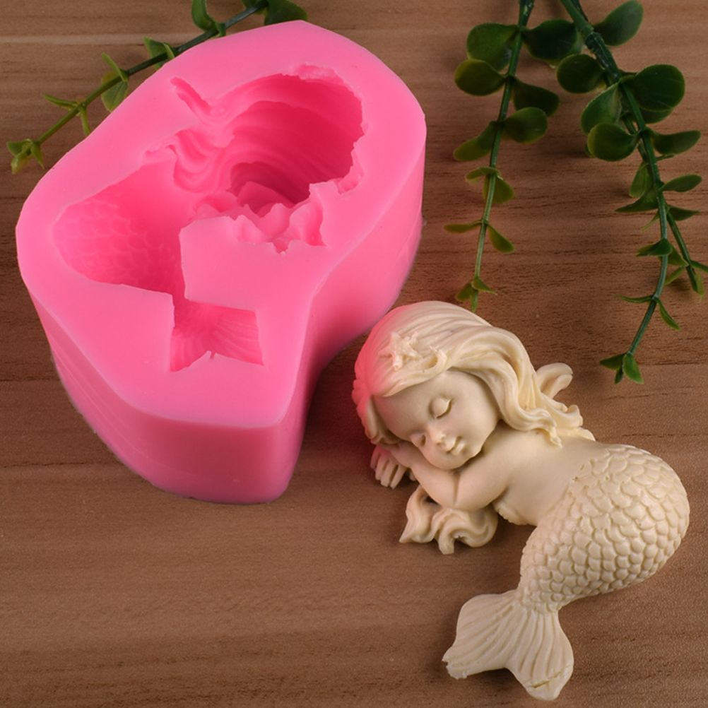 Silicone mermaid cake mold by Everything Baby, non-stick toy mold for pretend play and cake decoration, designed for kids.