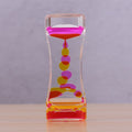 Colorful liquid timer toy with flowing bubbles, designed for anxiety relief and pretend play for kids and adults.