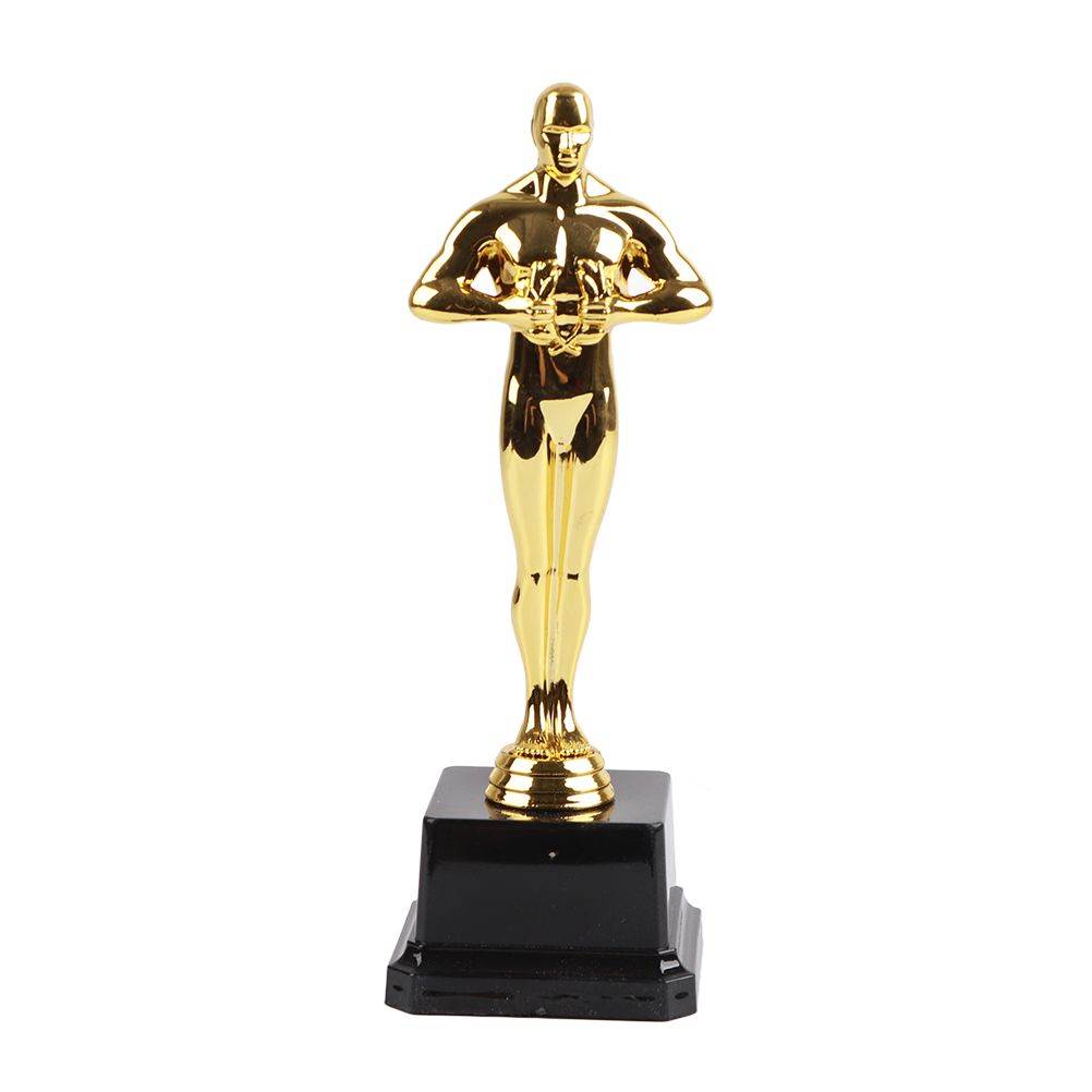 Gold plated trophy featuring a little golden man, suitable for kids' outdoor play or competition souvenirs.