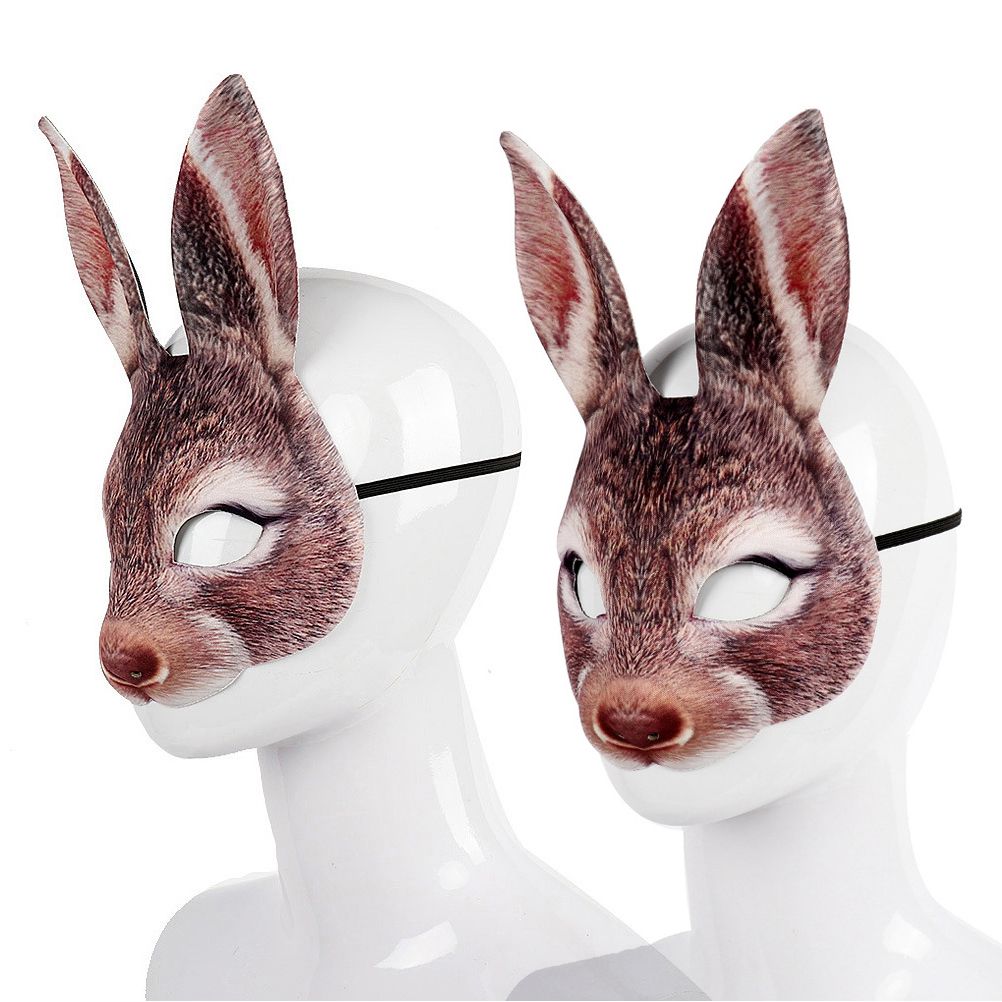Funny EVA rabbit headgear for kids, featuring a half-face bunny design, perfect for parties, festivals, and pretend play.