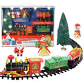 Electric Christmas train set with lights and music on railway tracks, battery operated ride-on toy for kids by Everything Baby