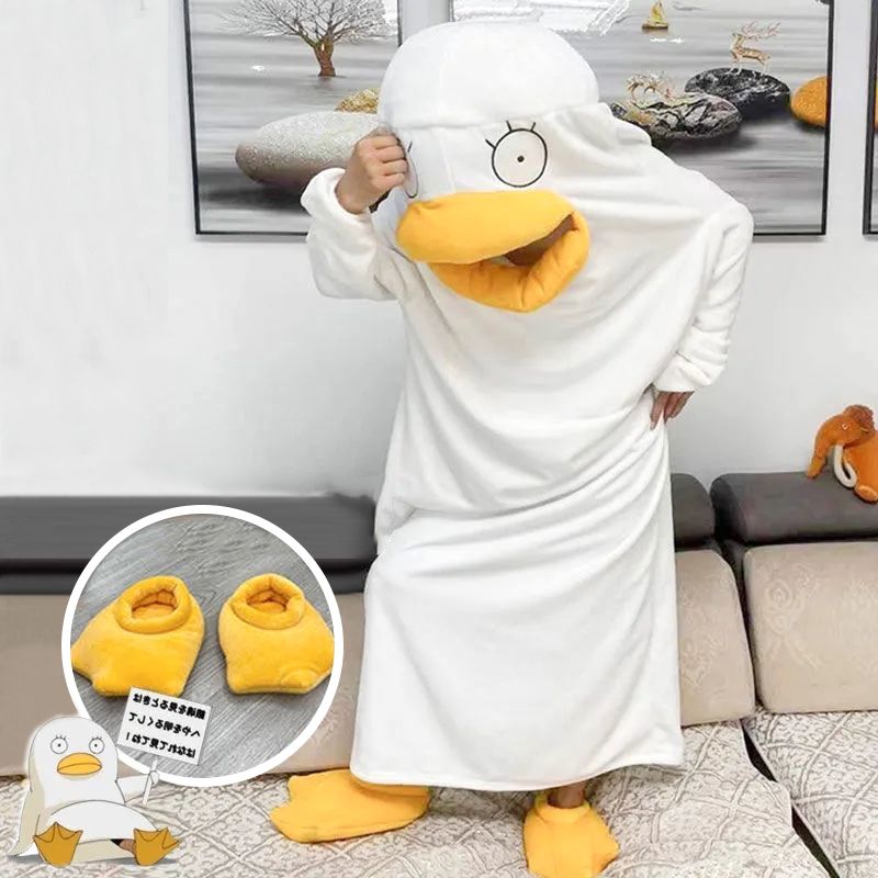 Baby duck cosplay costume one-piece pajamas by Everything Baby, adorable duck-shaped sleepwear for kids' pretend play and daily wear.