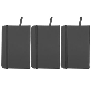3Pcs PU A6 Business Notepad Hardcover Strap Notebook Diary Stationery Office School SuppliesBlack