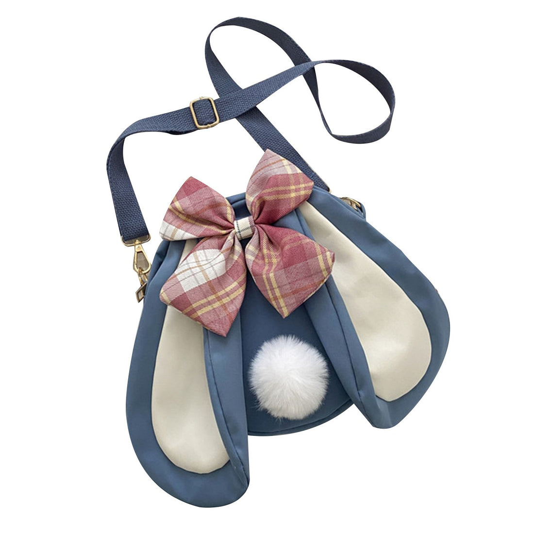 Blue rabbit ear crossbody bag for girls with a cute bowknot, made of summer Oxford cloth, ideal for kids' accessories.