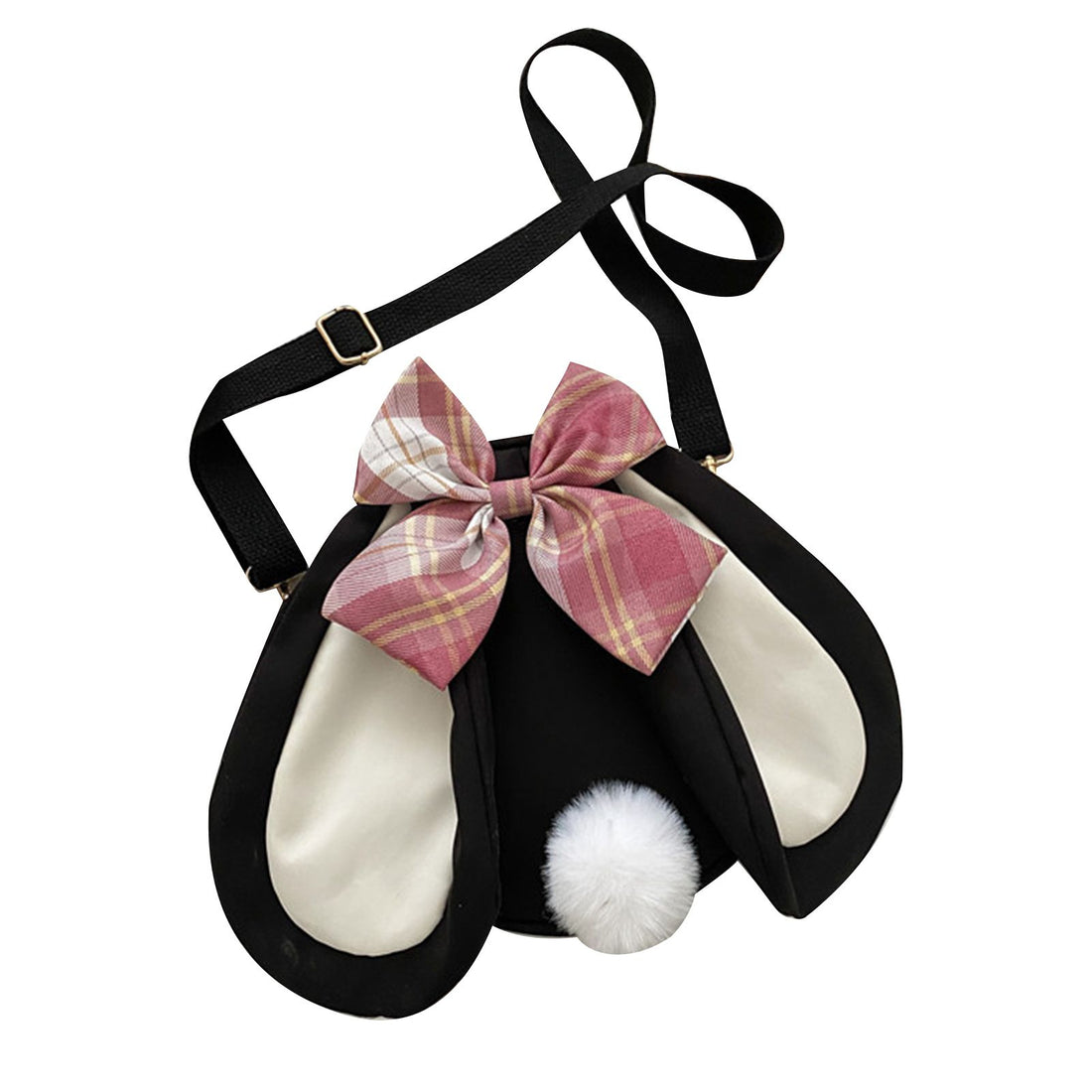 Black rabbit ear crossbody bag for girls, summer Oxford cloth with bowknot, from Everything Baby.